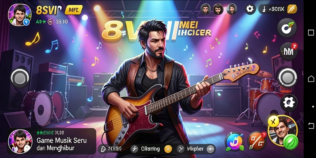 Tangkapan layar utama 8SVIP yang menunjukkan gameplay musik yang seru.