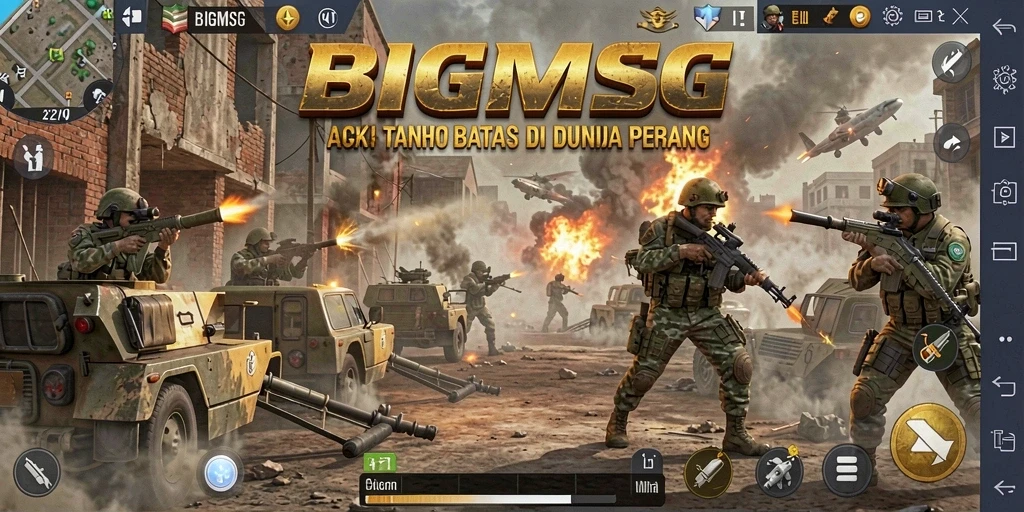 Screenshot BIGMSG menampilkan aksi seru di medan perang.