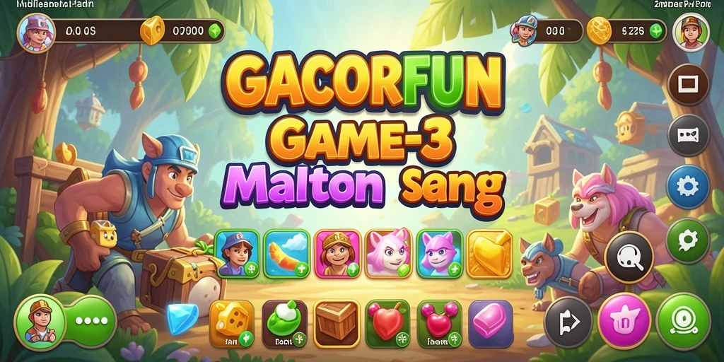 Tampilan gameplay GACORFUN yang seru dengan kombinasi warna-warni.