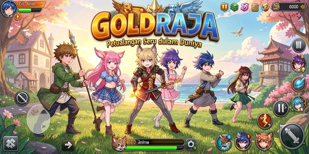 Gameplay Anime yang seru dan menawan dalam GOLDRAJA.
