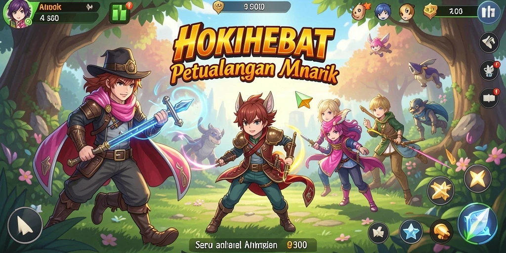 Tampilan gameplay HOKIHEBAT dengan karakter Anime yang beraksi.