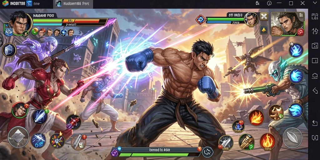 Tampilan seru pertarungan dalam gameplay INDOBIT88.