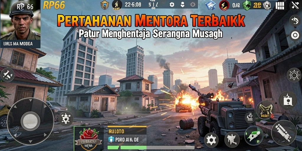 Tangkapan layar utama RP66 menampilkan aksi seru dalam game Tower Defense.