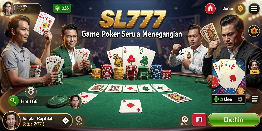 Tampilan menarik dari gameplay Poker di SL777 yang menegangkan.