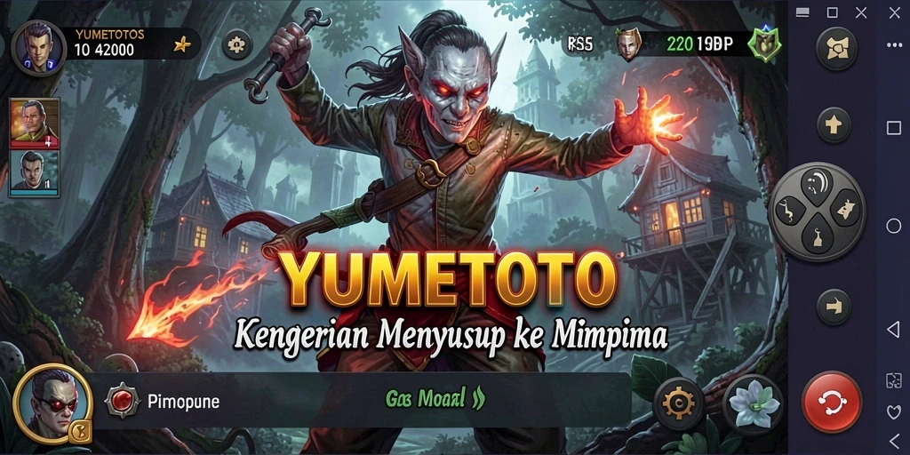 Screenshot gameplay YUMETOTO yang menunjukkan suasana Horror yang mencekam.